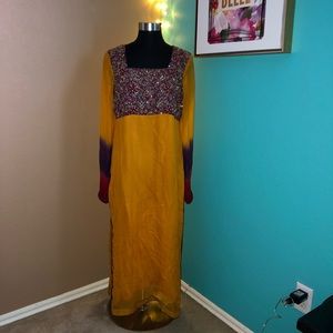PAKISTANI 3 PIECE SUIT YELLOW SIZE SMALL